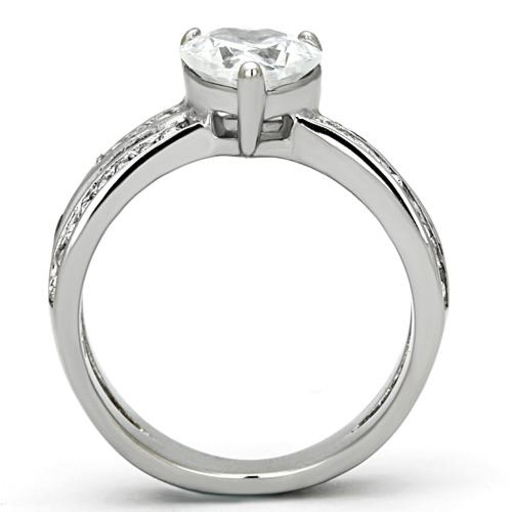 Stainless Steel Stunning Heart Shape AAA CZ Engagement Wedding Ring Band Sz 5-10